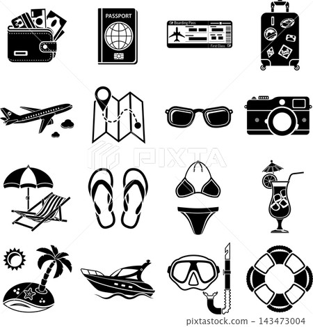Vacation and Tourism Icons Set Vacation and Tourism Icons Set 143473004