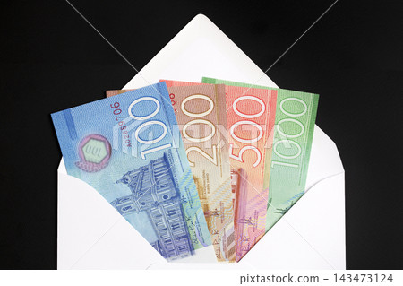 Nicaraguan money - Cordoba in a white envelope 143473124