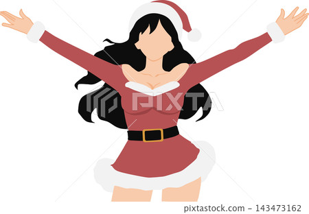 Illustration of a woman dressed as Santa Claus Illustration of a woman dressed as Santa Claus 143473162