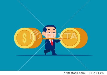 Business overworked. Leader lifting weights and moving Business overworked. Leader lifting weights and moving 143473392