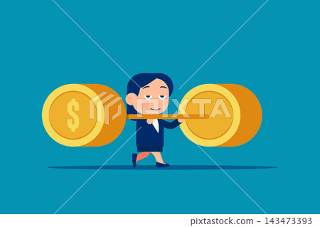 Business overworked. Leader lifting weights and moving Business overworked. Leader lifting weights and moving 143473393