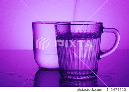 Pure water fluoride free pours into glass, concept wellness detox healthy drinks 143473510