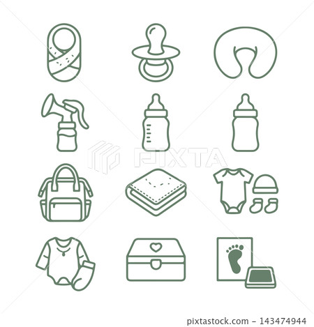 Newborn & Maternity Essentials Icon Set Newborn & Maternity Essentials Icon Set 143474944