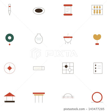 Traditional Chinese Artifacts and Architectural Elements Icon Set Traditional Chinese Artifacts and Architectural Elements Icon Set 143477285