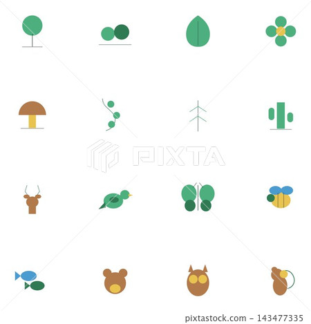 Minimalist Nature and Animal Icon Set Minimalist Nature and Animal Icon Set 143477335