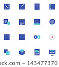 Set of Blue UI and Data Icons 143477370
