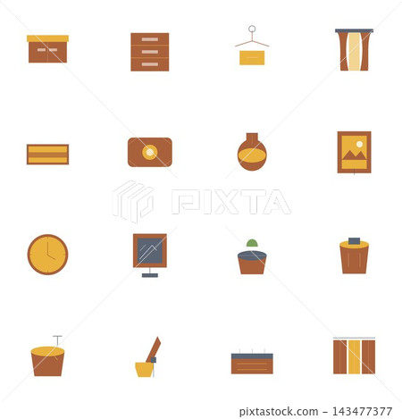 Minimalist Furniture and Home Decor Icons Set Minimalist Furniture and Home Decor Icons Set 143477377