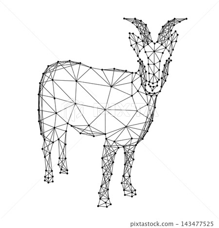 goat is symbol from abstract futuristic polygonal black lines and dots goat is symbol from abstract futuristic polygonal black lines and dots 143477525