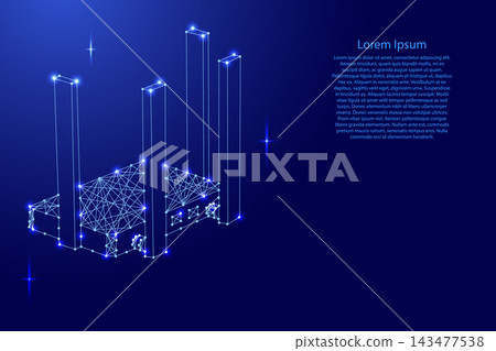 Wi-Fi router, wireless router concept, from futuristic polygonal blue lines and glowing stars for banner, poster, greeting card 143477538