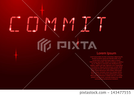 motivational word Commit, from red segmented symbols and glowing stars 143477555