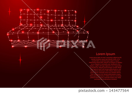 sofa from futuristic polygonal red lines and glowing stars for banner, poster, greeting card 143477564