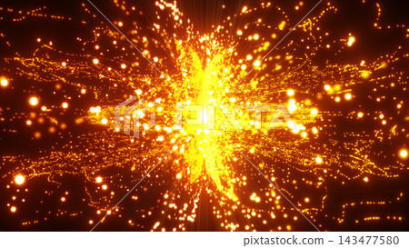 The background features an effect of exploding particles approaching the viewer. The background features an effect of exploding particles approaching the viewer. 143477580