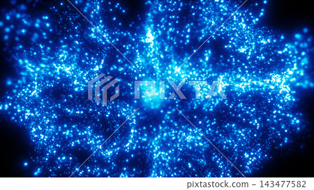 The background features an effect of exploding blue particles approaching the viewer. The background features an effect of exploding blue particles approaching the viewer. 143477582