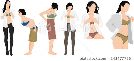 一位女士正在換衣服的插圖 一位女士正在換衣服的插圖 143477756