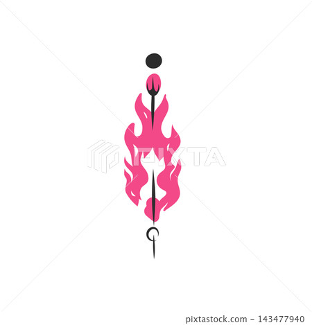 Pink Tribal Flame Symbol, Y2K Gothic Fire Tattoo, Futuristic Cyber Flame Ornament, Minimal Black and Pink Vector Illustration Pink Tribal Flame Symbol, Y2K Gothic Fire Tattoo, Futuristic Cyber Flame Ornament, Minimal Black and Pink Vector Illustration 143477940