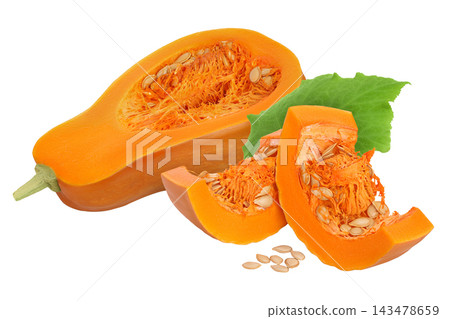 butternut squash piece isolated on white background with full depth of field butternut squash piece isolated on white background with full depth of field 143478659