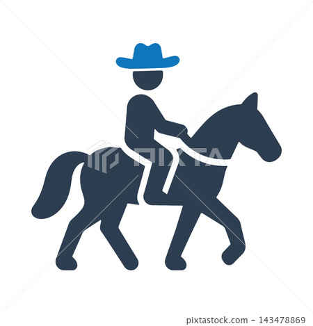 Cowboy riding a horse icon Cowboy riding a horse icon 143478869