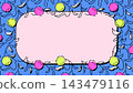 Y2K pop neon color 16:9 plant frame background. Heisei retro cute floral message card - WE 143479116