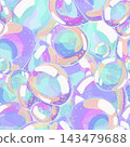 Iridescent soap bubbles seamless pattern on white background. Glossy transparent circles with holographic shine. Futuristic vector design for branding, web and print 143479688