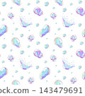 Dreamy seamless soap bubble pattern with shimmer effect isolated on white. Pastel gradient reflection. Vector textured background for hygiene design and packaging, kids prints and decor 143479691