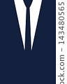 Navy blue suit and necktie background, formal business wear minimalist poster template, tuxedo collar design, wedding invitation backdrop, elegant menswear fashion banner, corporate event flyer. 143480565