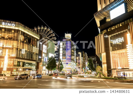 名古屋市榮十字路口的夜景 名古屋市榮十字路口的夜景 143480631
