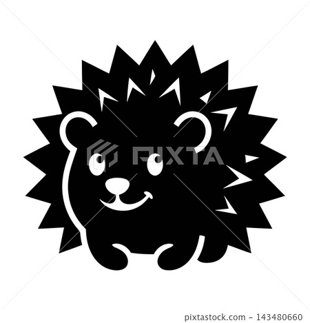 Cute black hedgehog silhouette icon isolated on white background for design Cute black hedgehog silhouette icon isolated on white background for design 143480660