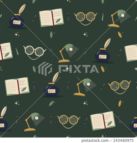 Poetcore desk items seamless pattern Poetcore desk items seamless pattern 143480975