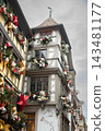 Strasbourg, France - December 24th, 2025: Famous Teddy Bear House decorated with giant Christmas teddy bears, festive lights and New Year ornaments 143481177