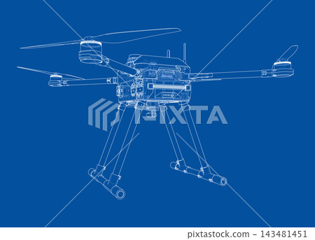 drone blueprint illustration. Vector drone blueprint illustration. Vector 143481451