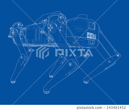 robotic dog blueprint illustration. Vector 143481452