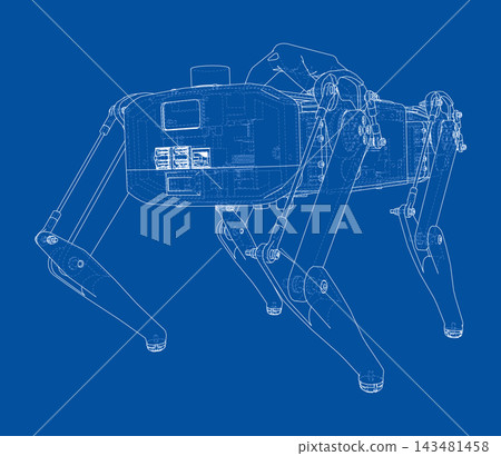 robotic dog blueprint illustration. Vector robotic dog blueprint illustration. Vector 143481458