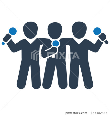 Press Group Icon in Flat Two Tone Style 143482363