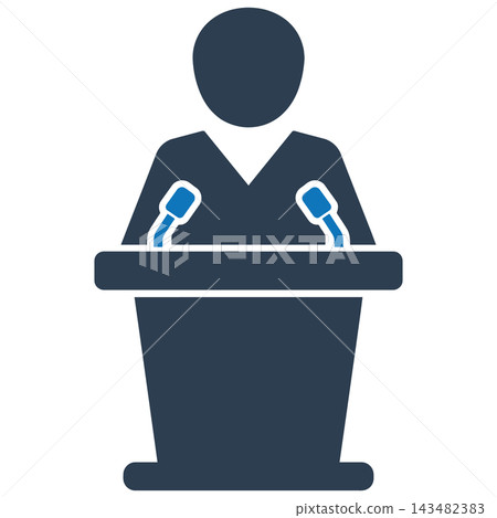 Press Briefing Icon in Flat Two Tone Style 143482383