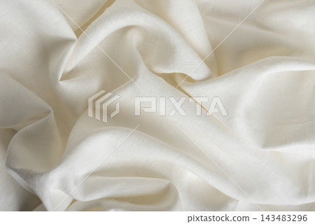 Draped Off White Linen Fabric Background 143483296