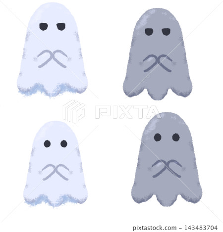 Halloween ghost set: Cute ghost illustrations in light blue and gray. Halloween ghost set: Cute ghost illustrations in light blue and gray. 143483704