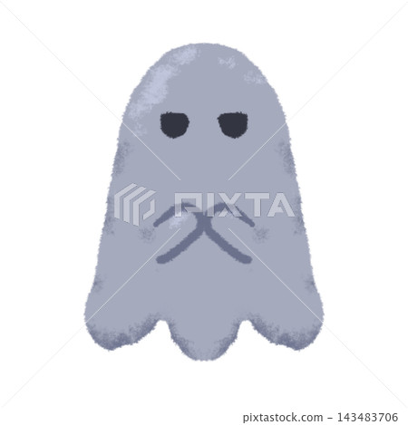 Half-closed-eyed ghost, a cute gray ghost Halloween illustration Half-closed-eyed ghost, a cute gray ghost Halloween illustration 143483706