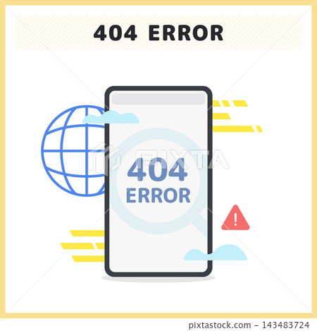 Illustrations of 404 errors and page not found on smartphones; communication error and warning symbols; communication failure materials. Illustrations of 404 errors and page not found on smartphones; communication error and warning symbols; communication failure materials. 143483724