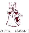 Vector illustration of a Christmas gift bag with bow 143483878