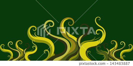 Abstract Swirling Green Tentacles Vector Design with Organic Plant Vines and Dark Background Abstract Swirling Green Tentacles Vector Design with Organic Plant Vines and Dark Background 143483887