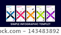 Modern Vector Infographic Template Featuring Five Colorful Diagonal Banners and Data Charts 143483892