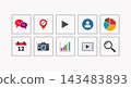 Minimalist Vector Icon Set Featuring Social Media Chat Bubbles and Analytics Charts for Web 143483893