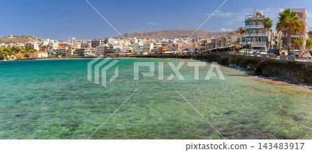 Panoramic View of Chania Coastline and Turquoise Sea, Crete, Greece Panoramic View of Chania Coastline and Turquoise Sea, Crete, Greece 143483917