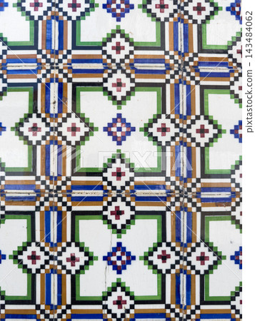 Traditional Portuguese Azulejo tile pattern in vibrant colors Traditional Portuguese Azulejo tile pattern in vibrant colors 143484062