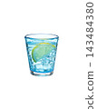 Clear Water Glass With Ice And Lemon Wedge 143484380