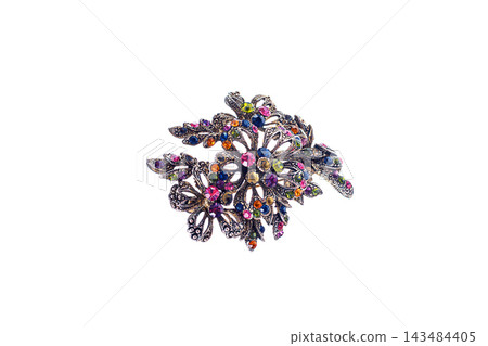 Elegant Vintage Brooch With Multicolored Stones Elegant Vintage Brooch With Multicolored Stones 143484405
