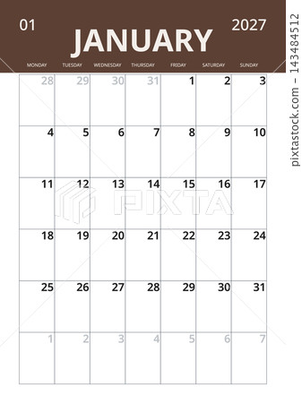 January 2027 English Minimalist Monthly Planner Page Clean Standard Office Sched 143484512