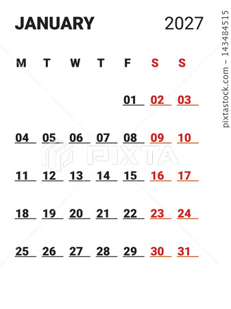 January 2027 English Minimalist Monthly Desk Pad Calendar Clean Standard Grid La January 2027 English Minimalist Monthly Desk Pad Calendar Clean Standard Grid La 143484515