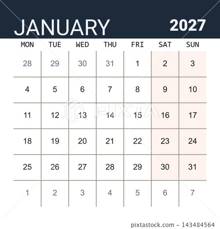 January 2027 English Basic Desk Monthly Calendar Grid Professional Corporate Pla January 2027 English Basic Desk Monthly Calendar Grid Professional Corporate Pla 143484564