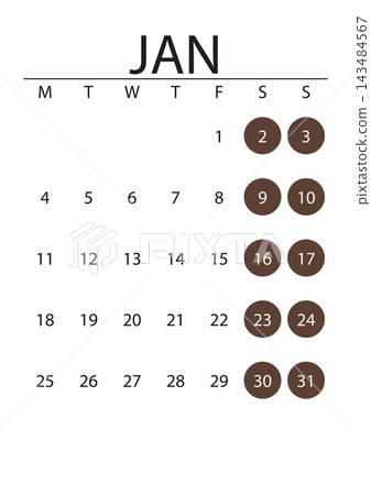 January 2027 English Standard Office Monthly Calendar Template Minimal Schedule 143484567